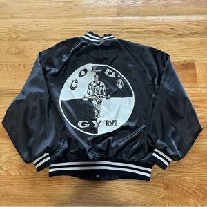 Vintage Gold's Gym Satin Bomber Jacket Retro Size XL